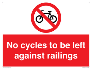 No cycles to be left against railings